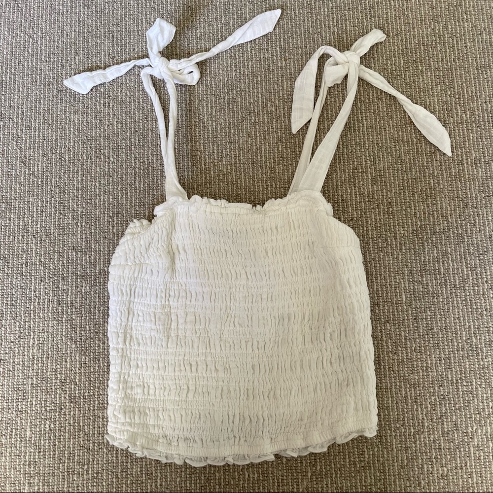 A&F Stretchy White Crop with Shoulder Ties